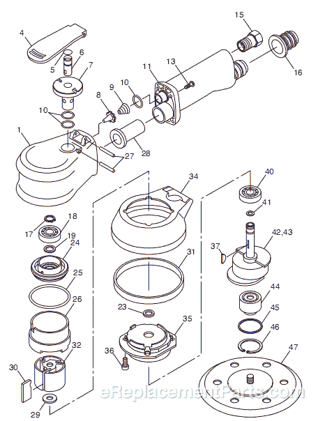 Page A Diagram and Parts List for CP761P T024719 Chicago Pneumatic Sander